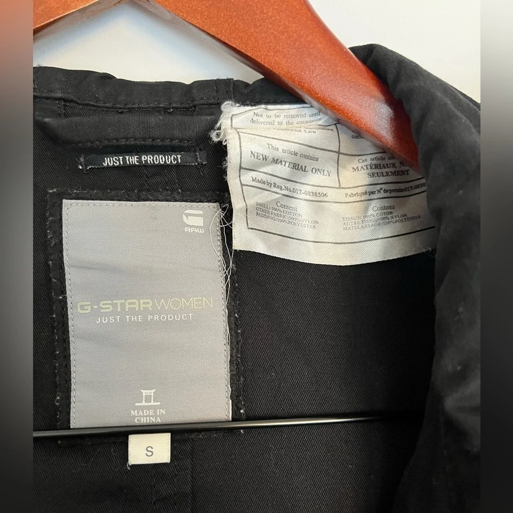 G-Star Raw Black Hooded Parka Jacket size small - Picture 9 of 9